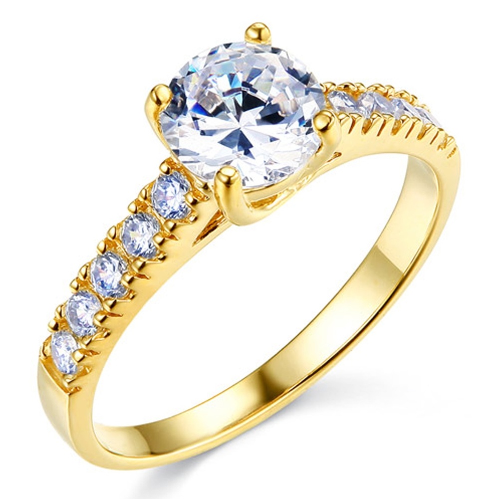 14k Trellis Cathedral 1-CT Round-Cut CZ Ring